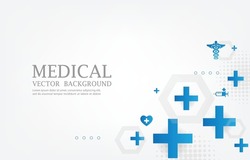 Modern medical white wallpaper.geometeic blue cross shape.