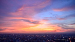 Bangkok city (Thailand) with beautiful sky. Bangkok at night time. 