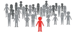 People silhouette over gray background vector illustration. Statistical chart of people showing one out of group.