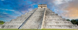 Chichen Itza, one of the largest Maya cities, a large pre-Columbian city built by the Maya people. The archaeological site is located in Yucatan State, Mexico,