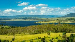 Picturesque landscape in rural South East Queensland overlooking lake Wivenhoe