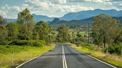 Picturesque road in rural Queensland going towards the Scenic Rim, Australia