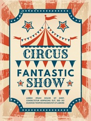 Retro poster. Invitation for circus magic show. Invitation poster circus event. Vector illustration