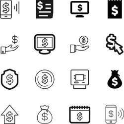 dollar vector icon set such as: safeguard, digital, date, defend, protect, exchange, safety, document, data, chart, call, gray, balance, atm, wallet, connection, payroll, investing, logistic, keep
