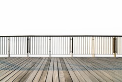 wooden floor and railings isolated on white with clipping path