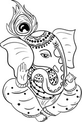 INDIAN WEDDING SYMBOL GANPATI WITH STYLISH NAME BOARD DESIGN VECTOR ILLUSTRATION BLACK AND WHITE LINE DRAWING CLIP ART
INDIAN GOD GANESHA WITH BIRDS DESIGN AND FLORAL PATTERN
