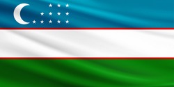 Uzbekistan flag with fabric texture