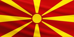 Macedonia flag with fabric texture