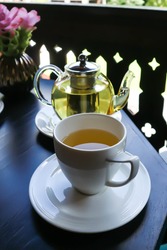 tea or hot tea, tea pot on the table