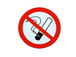  Photo sticker - No smoking sign isolated on white background.         