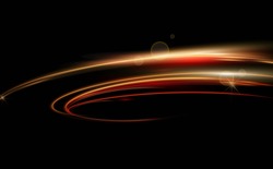 Vector illustration of dynamic lights in dark background. High speed in night time abstraction. Car light trails motion ackground