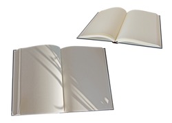 Empty open book. Elements for mock ups, scene creator. Clip art set on white