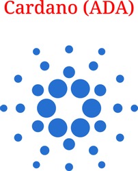 Vector Cardano (ADA) digital cryptocurrency logo. Cardano (ADA) icon. Vector illustration isolated on white background.