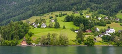 A panoramic scene from Lake Luzern ferry, Switzerland