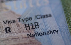 Fragment of Stamp H1B USA Worker Visa. 