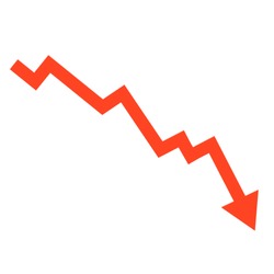 Stock or financial market crash with red arrow flat vector illustrations for websites
