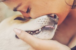 Latin Woman Love Pet Dog