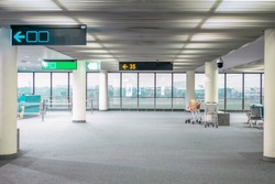 empty airport terminal plane , Airplane cabin Open and without people