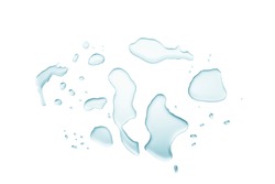 real image, top view spilled water drop on the floor isolated with clipping path.