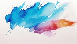 blue and red watercolor painting, blending perfectly between warm and cold tone.