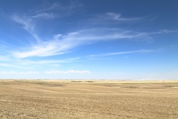 Fields along a highway in Saskatchewan, Canada 