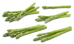 Green raw asparagus set 2 isolated on white background
