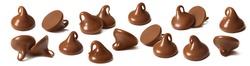 Chocolate drops or chips selection isolated on white background. Package design element with clipping path. 
