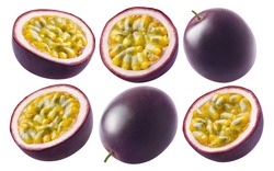 Passion fruit set isolated on white background as package design element