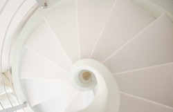 White spiral staircase, top view