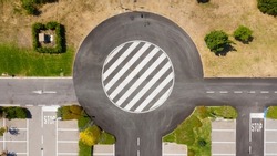 Aerial view on a roundabout road junction