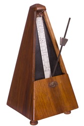 A metronome is a device that produces an audible beat—a click at regular intervals that the user can set in beats per minute. Musicians use the device to practice playing to a regular pulse.