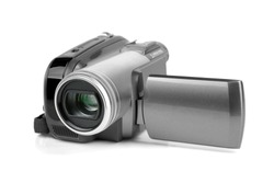 Digital MiniDV camcorder isolated on white