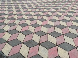 optical illusion and paving stone, paving stone laid in the form of optical illusion,