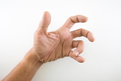 Health Care / Medical,Finger of seniors who have problems trigger fingers on a white background.