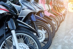 row of many motorcycle at the Showroom for sale