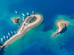 Göcek Yassıca Islands shot with drone from above - Muğla, Turkey