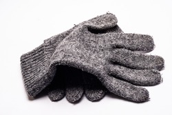 men's knitted gloves on a white background