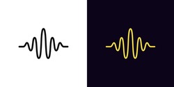 Outline sound wave icon, with editable stroke. Linear waveform sign, voice pictogram. Acoustic vibration, voice recognition, sound signal shape. Vector icon, sign, symbol for UI and Animation