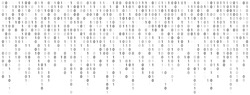 Binary code long banner. Byte data programmer. Matrix script. Digital stream pattern. Computer cyber source. Hacker program. Security technology. Zero number. Java coding. Vector illustration.