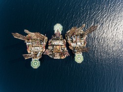 Birdseye View on Oil and Gas Drilling Platform in the Gulf of Guinea in Africa