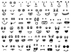 set of hand drawn funny faces
