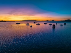 Sunrise over Brisbane Water at Koolewong and Tascott on the Central Coast, NSW, Australia.