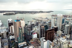 Auckland, New Zealand skyline cityscape view from Skytower