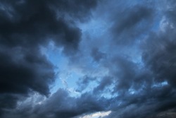 Epic Storm blue sky, dark clouds background texture