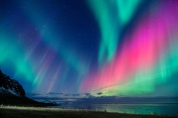 colorful northern light in iceland