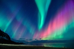 Colorful northern lights in Iceland