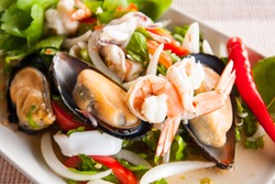 mussel and shrimp mix in yummy asian style