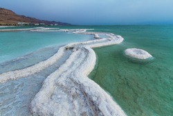 Beautiful photo coast of the Dead Sea , Israel . Bokeh . 