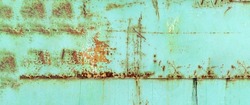 Green vintage texture. Old rough rusty painted wall surface. Industrial Background. Crumpled Rusty Stucco. Banner