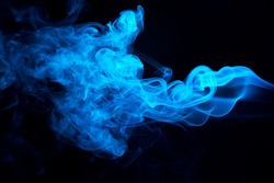 Blue smoke abstract on black background